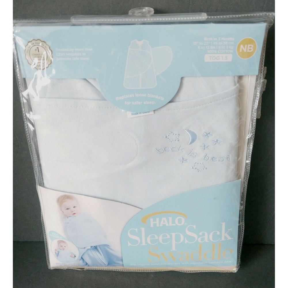 HALO SleepSack 100% Cotton Swaddle Light Blue Birth To 3 Months New In Package